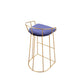 Cato 31 Inch Barstool Chair Foam Navy Blue Velvet Gold Steel Open Frame By Casagear Home BM316946