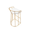 Cato 31 Inch Barstool Chair White Faux Leather Gold Open Steel Frame By Casagear Home BM316947