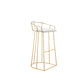 Cato 31 Inch Barstool Chair, White Faux Leather, Gold Open Steel Frame By Casagear Home