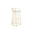 Cato 31 Inch Barstool Chair, White Faux Leather, Gold Open Steel Frame By Casagear Home