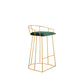 Cato 27 Inch Counter Stool Chair Green Velvet Gold Steel Open Metal Frame By Casagear Home BM316950