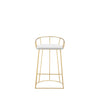 Cato 27 Inch Counter Stool Chair White Faux Leather Gold Steel Frame By Casagear Home BM316952