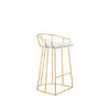 Cato 27 Inch Counter Stool Chair, White Faux Leather, Gold Steel Frame By Casagear Home