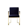 Boly 22 Inch Dining Side Chair Armchair Navy Blue Velvet Gold Steel Frame By Casagear Home BM316954