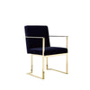 Boly 22 Inch Dining Side Chair Armchair Navy Blue Velvet Gold Steel Frame By Casagear Home BM316954