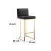 Boly 30 Inch Barstool Chair Cushioned Black Faux Leather Gold Cantilever By Casagear Home BM316956