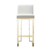 Boly 30 Inch Barstool Chair Cushioned White Faux Leather Gold Cantilever By Casagear Home BM316957