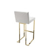 Boly 30 Inch Barstool Chair Cushioned White Faux Leather Gold Cantilever By Casagear Home BM316957