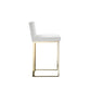 Boly 26 Inch Counter Stool Cushioned White Faux Leather Gold Cantilever By Casagear Home BM316958