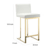 Boly 26 Inch Counter Stool Cushioned White Faux Leather Gold Cantilever By Casagear Home BM316958