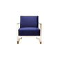 Boly 28 Inch Lounge Chair Navy Blue Velvet Upholstery Gold Steel Frame By Casagear Home BM316962