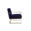 Boly 28 Inch Lounge Chair Navy Blue Velvet Upholstery Gold Steel Frame By Casagear Home BM316962