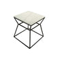 Lio 18 Inch Side End Table White Marble Top Open Hourglass Frame Black By Casagear Home BM316965