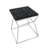 Lio 18 Inch Side End Table Black Marble Top Silver Open Hourglass Frame By Casagear Home BM316966