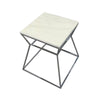 Lio 18 Inch Side End Table White Marble Top Silver Open Hourglass Frame By Casagear Home BM316967