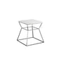 Lio 18 Inch Side End Table White Marble Top Silver Open Hourglass Frame By Casagear Home BM316967