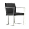 Boly 22 Inch Dining Armchair Chrome Cantilever Steel Black Faux Leather By Casagear Home BM316970