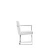 Boly 22 Inch Dining Armchair Chrome Cantilever Steel White Faux Leather By Casagear Home BM316973