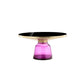 Len 30 Inch Coffee Table Purple Blown Glass Bell Base Funnel Gold Steel By Casagear Home BM316979