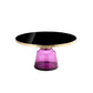 Len 30 Inch Coffee Table Purple Blown Glass Bell Base Funnel Gold Steel By Casagear Home BM316979