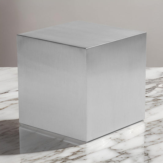 Brioni 20 Inch Tall Side End Table, Square Top, Brushed Silver Metal Frame By Casagear Home