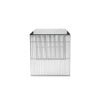 Meza 59 Inch Office Desk Glass Top Waterfall Slatted Panel Silver Finish By Casagear Home BM316990