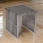 Meza 17 Inch Accent Stool, Waterfall Silver Slatted Panel Frame By Casagear Home