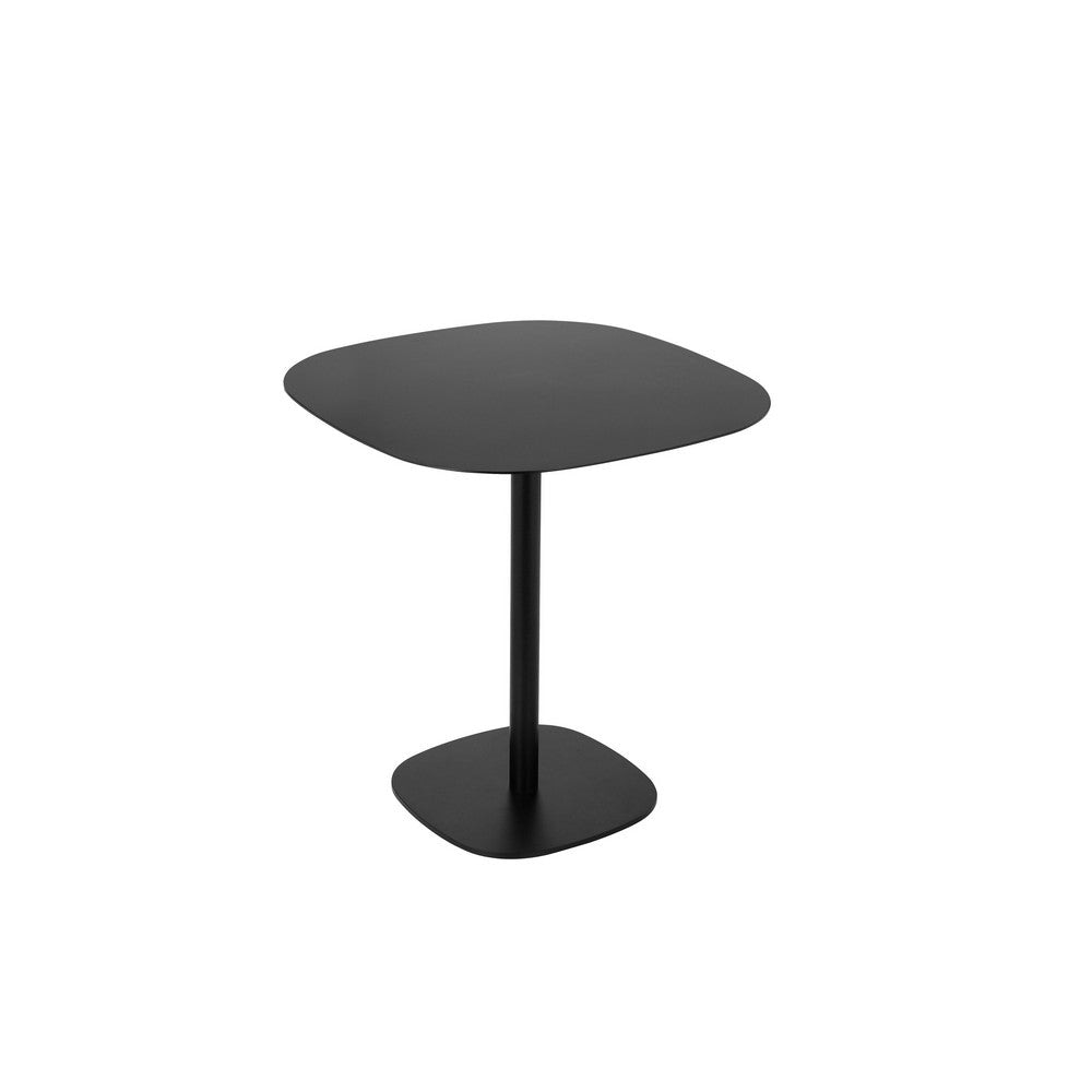 Liki 28 Inch Bistro Dining Table Round Top and Base Modern Black Metal By Casagear Home BM316996