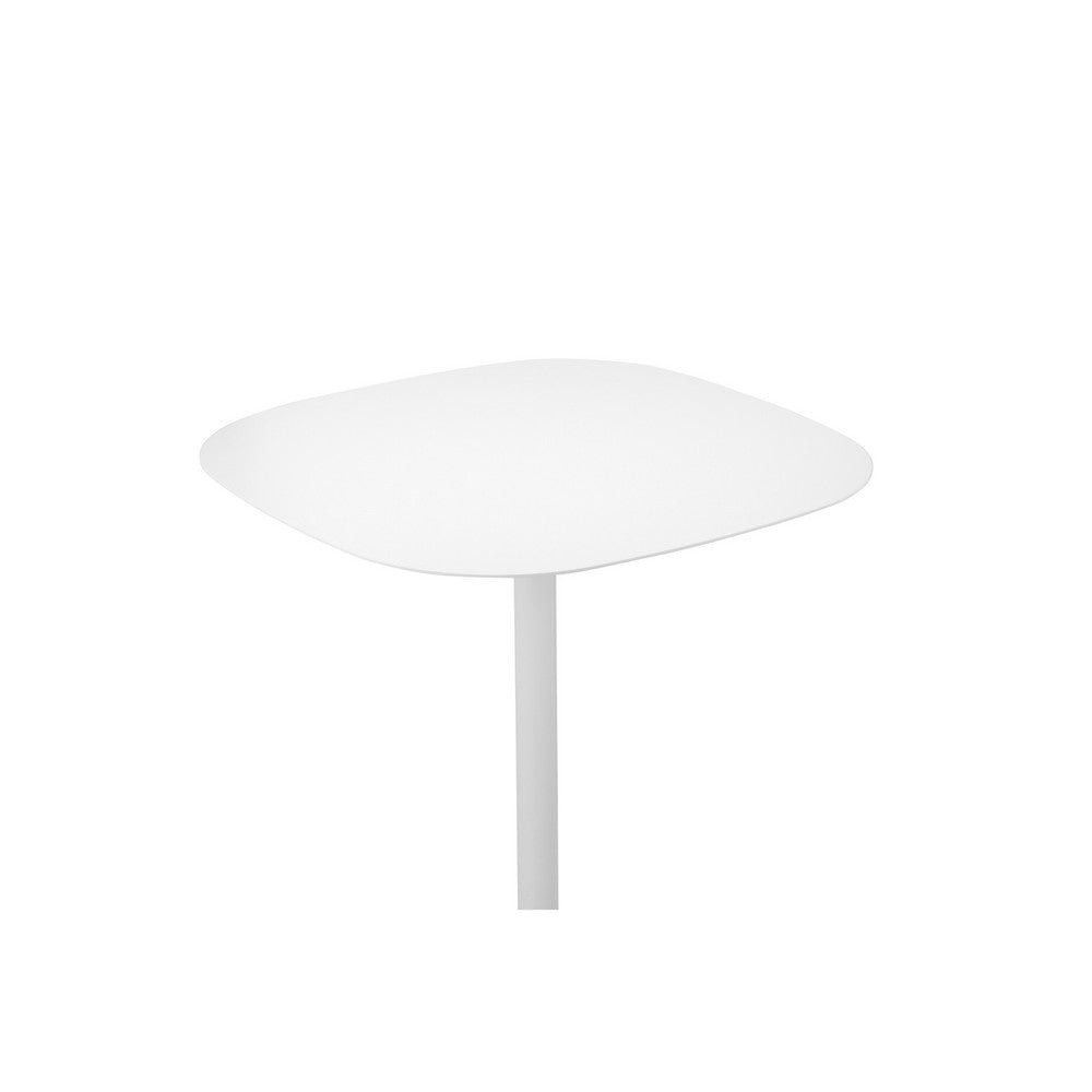 Liki 28 Inch Bistro Dining Table Round Top and Base Modern White Metal By Casagear Home BM316997