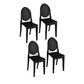 Temmy 20 Inch Set of 4 Dining Chairs Round Back Modern Black Acrylic By Casagear Home BM316998