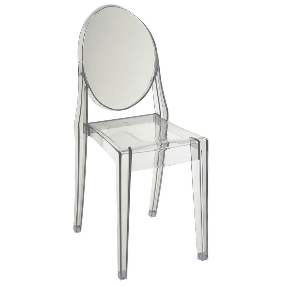 Temmy 20 Inch Set of 4 Dining Chairs Round Back Modern Clear Acrylic By Casagear Home BM316999