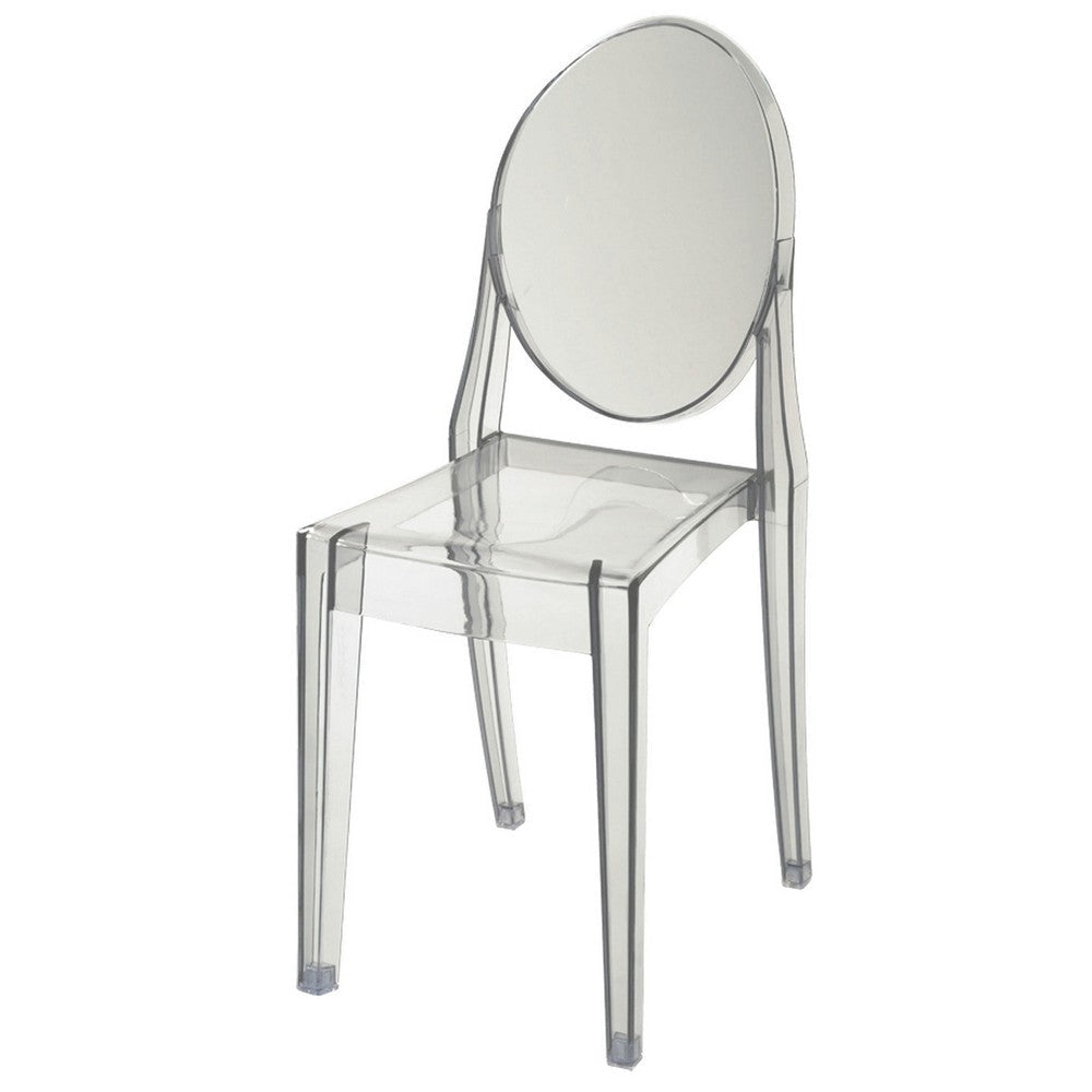 Temmy 20 Inch Set of 4 Dining Chairs Round Back Modern Clear Acrylic By Casagear Home BM316999