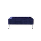 Vien 37 Inch Ottoman Nailhead Trim Square Blue Velvet Tufted Chrome By Casagear Home BM317006