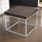 Zen 24 Inch Side End Table Square Brown Wood Top Chrome Steel Frame By Casagear Home BM317008