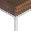 Zen 24 Inch Side End Table Square Brown Wood Top Chrome Steel Frame By Casagear Home BM317008