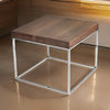 Zen 24 Inch Side End Table, Square, Brown Wood Top, Chrome Steel Frame By Casagear Home