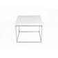 Zen 24 Inch Side End Table Square White Lacquer Top Chrome Steel Frame By Casagear Home BM317010