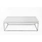 Zen 48 Inch Coffee Table Rectangular White Lacquer Top Chrome Steel Frame By Casagear Home BM317011