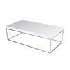 Zen 48 Inch Coffee Table Rectangular White Lacquer Top Chrome Steel Frame By Casagear Home BM317011