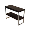 Zen 39 Inch Console Table 2 Tier Rectangular Brown Wood Chrome Steel By Casagear Home BM317013