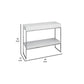 Zen 39 Inch Console Table 2 Tier Rectangular White Lacquer Chrome Steel By Casagear Home BM317014