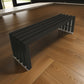 Namo 58 Inch Accent Bench, Modern Slatted Design, Rectangular, Black Steel By Casagear Home