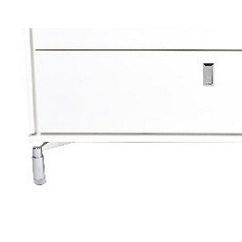 Ida 60 Inch TV Entertainment Console Drawer Pull Down Door White Lacquer By Casagear Home BM317018