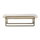 Loer 54 Inch Modern Accent Bench Ivory Boucle Upholstery Sled Brass Legs By Casagear Home BM317022