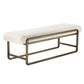 Loer 54 Inch Modern Accent Bench, Ivory Boucle Upholstery, Sled Brass Legs By Casagear Home