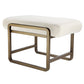 Loer 18 Inch Modern Accent Stool Ivory Boucle Upholstery Sled Brass Legs By Casagear Home BM317023