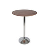 42 Inch High Bar Table, Walnut Brown Round Top, Modern Metal Pedestal Base By Casagear Home