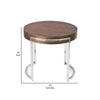 Dami 22 Inch Side End Table Walnut Brown Round Top Open Metal Frame By Casagear Home BM317026