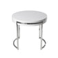 Dami 22 Inch Side End Table, White Lacquer Round Top, Open Metal Frame By Casagear Home