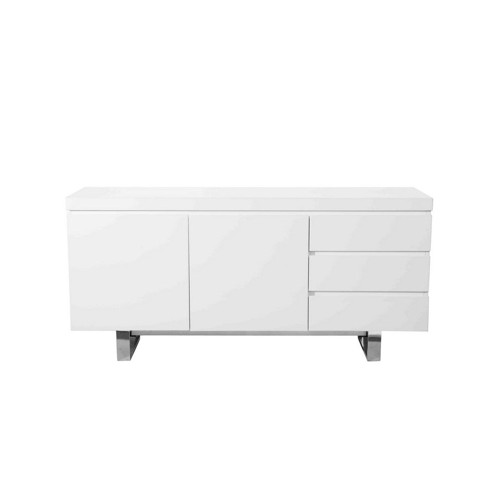 Taho 63 Inch Sideboard Buffet Server Cabinet 1 Double Door Cabinet White By Casagear Home BM317030